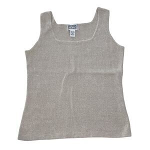 Chico's Ribbed Cami Tank Top Size 0 Small Tan Beige Knit Scoop Neck Sleeveless